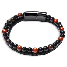 Load image into Gallery viewer, BRACELET - TWO-LAYER LEATHER AND STONE