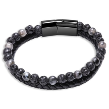 Load image into Gallery viewer, BRACELET - TWO-LAYER LEATHER AND STONE